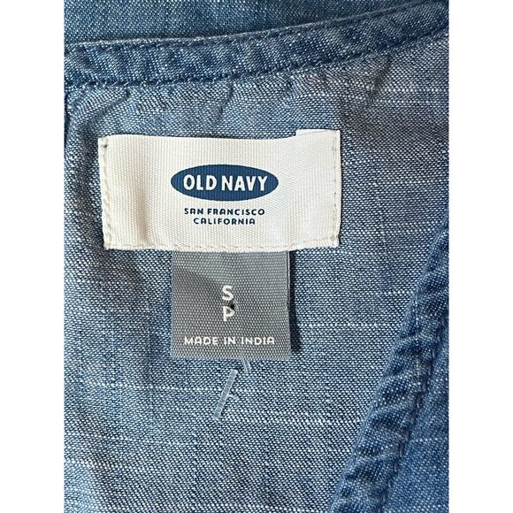 Women's Old Navy Blue Cotton Jumpsuit with drawstring wide leg Size Small - Picture 7 of 7